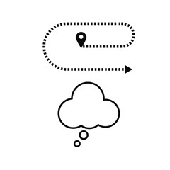  Set of simple icons with destination and speech bubble