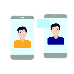Fototapeta premium Profile icon in the smartphone. Illustrations Flat cartoon character isolated on white background