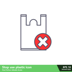 Obraz premium Stop use plastic icon in smooth style, with pixel perfect and editable stroke eps 10
