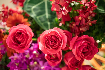 Pastel vintage color of bouquet of fresh roses