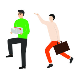  Set of flat cartoon character isolated with man with box, man with briefcase