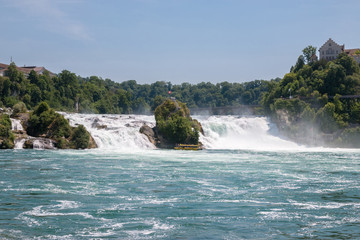 The Rhine Falls is the largest waterfall in Europe in Schaffhausen, Switzerland