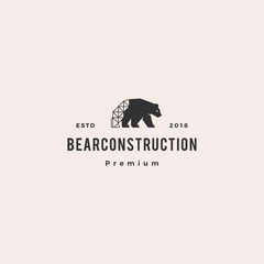 Obraz premium bear construction logo hipster retro vintage vector icon illustration