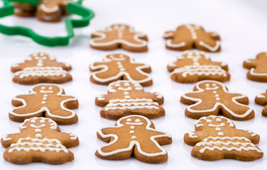Christmas gingerbread man cookies in different shapes 