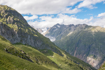 Naklejka na ściany i meble Panorama of mountains scene in national park Switzerland