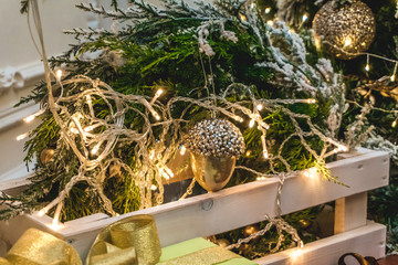 Photo of beautiful New Year toys with green tree