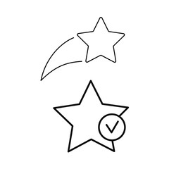 Set of vector icons with favorites and star from the sky.