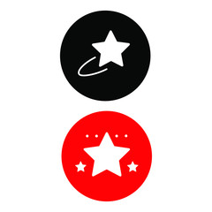 Set of simple icons with star in red and black frame