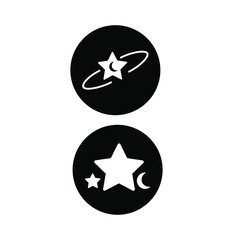 Set of simple icons with star and crescent in a black frame