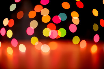 Abstract colorful defocused circular facula holiday bokeh