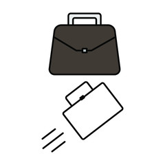  Set of simple icons with a suitcase and a suitcase flying