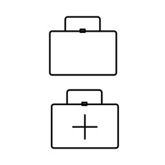 Set of simple icons with a suitcase and a medical suitcase