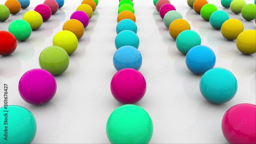 Aufkleber rows of many colorful balloons, isometric background, computer generated 3d rendering background