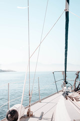 Yacht in the ocean. Traveling on the boat. Ensenada. Baja California. Mexico