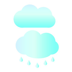 Set of vector icons with cloud and cloud with rain