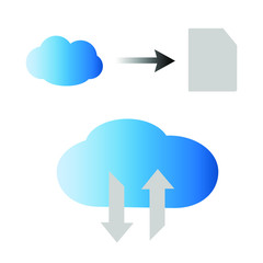 Set of vector icons with cloud technology, data transfer