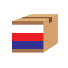 Delivery packaging brown box with Russia flag,vector illustration