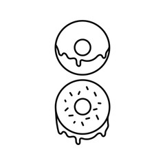  Set of simple icons with round donuts and frosting