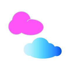 Set of simple icons with pink and blue cloud