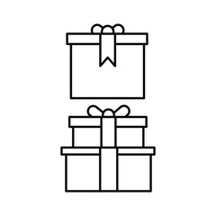 Set of simple icons with gift box with bow.