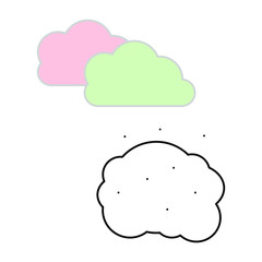 Set of simple icons with colored clouds with snow.