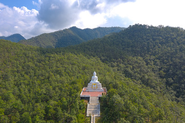Aerial view Wat Phra That Mae Yen in Pai city at Mae Hon Son, Thailand.