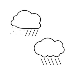 Set of simple icons with cloud with rain
