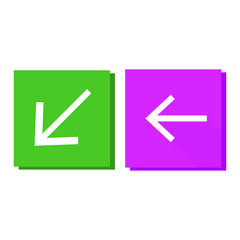 Fototapeta premium Icon set in colored frame with left arrow and down arrow.