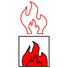  Set of vector icons with fire and fire sign