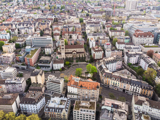 Obraz premium Aerial view of a residential district in the city of Zurich, the largest in Switzerland