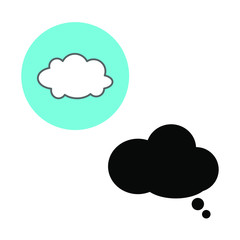  A set of simple icons with a cloud in the blue frame and speech bubble.