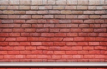 Mockup with an empty shelf on a wall. 3D rendering.