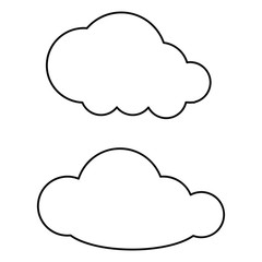 Set of simple icons with clouds on white background.