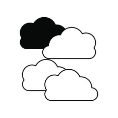 Set of simple icons with clouds black and white