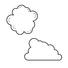 Set of icons with two clouds on a white background