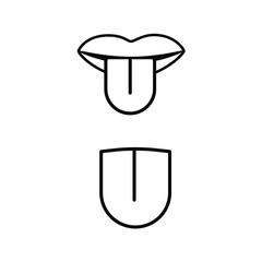 Set of simple icons with lips and tongue.