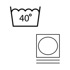 Set of simple icons with wash and water temperature 40 degrees