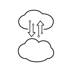 Set of simple icons with cloud technology and cloud