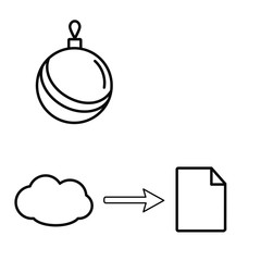 Obraz premium Set of simple icons with Christmas tree toy with file transfer