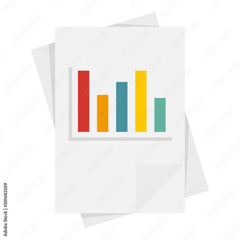 Poster graph in the document icon. flat illustration of graph in the document vector icon for web design