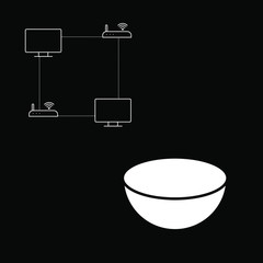 Simple icon set with Internet technology and hemisphere.