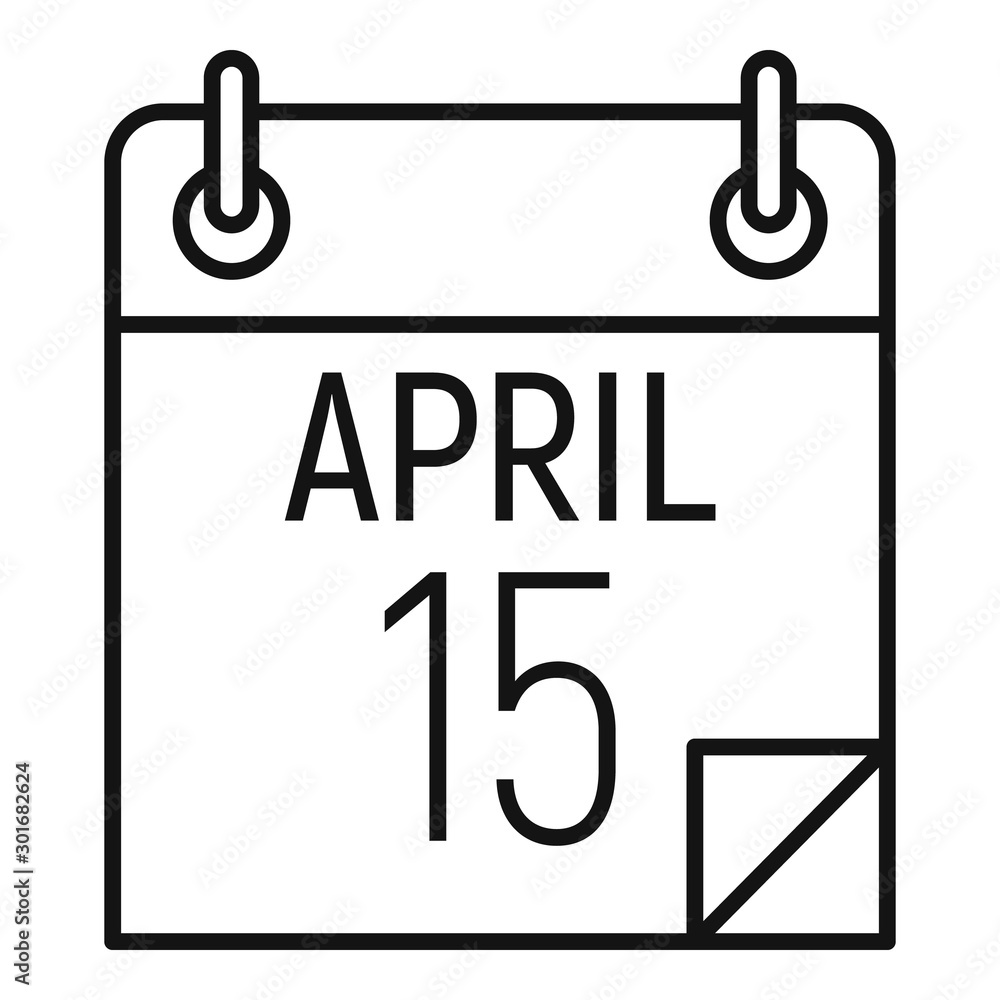 Poster 15 april calendar icon. outline 15 april calendar vector icon for web design isolated on white backg
