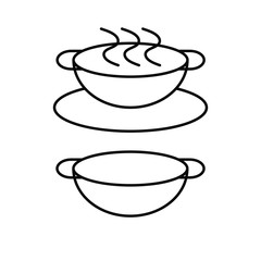 A simple icon set with a bowl of hot soup and a bowl of soup