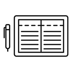 Open finance tablet icon. Outline open finance tablet vector icon for web design isolated on white background