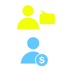 Set of simple icons with man and dialog box and man and dollar