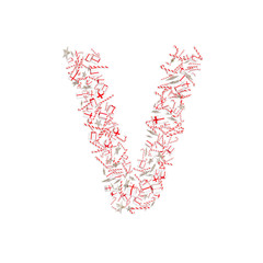 Christmas ABC. Items on white background forming letter V