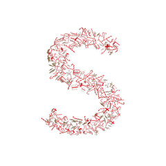 Christmas ABC. Items on white background forming letter S