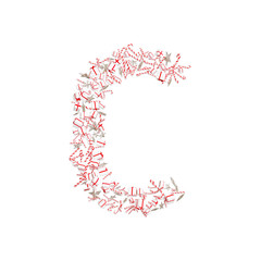 Christmas ABC. Items on white background forming letter C