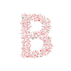 Christmas ABC. Items on white background forming letter B