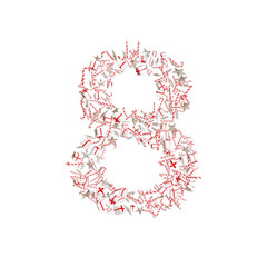 Christmas ABC. Items on white background forming number 8